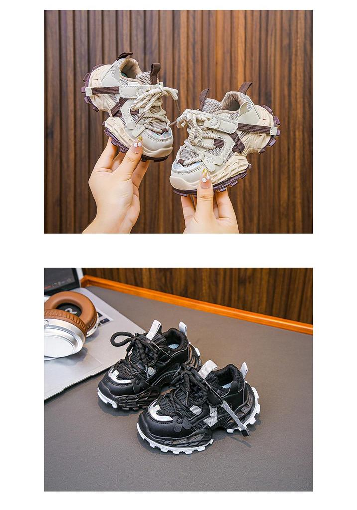 Trendy Kids' Mesh Sneakers: Spring/Autumn, Breathable, Non-Slip, Thick Sole, Fashionable Girls' Dad Shoes