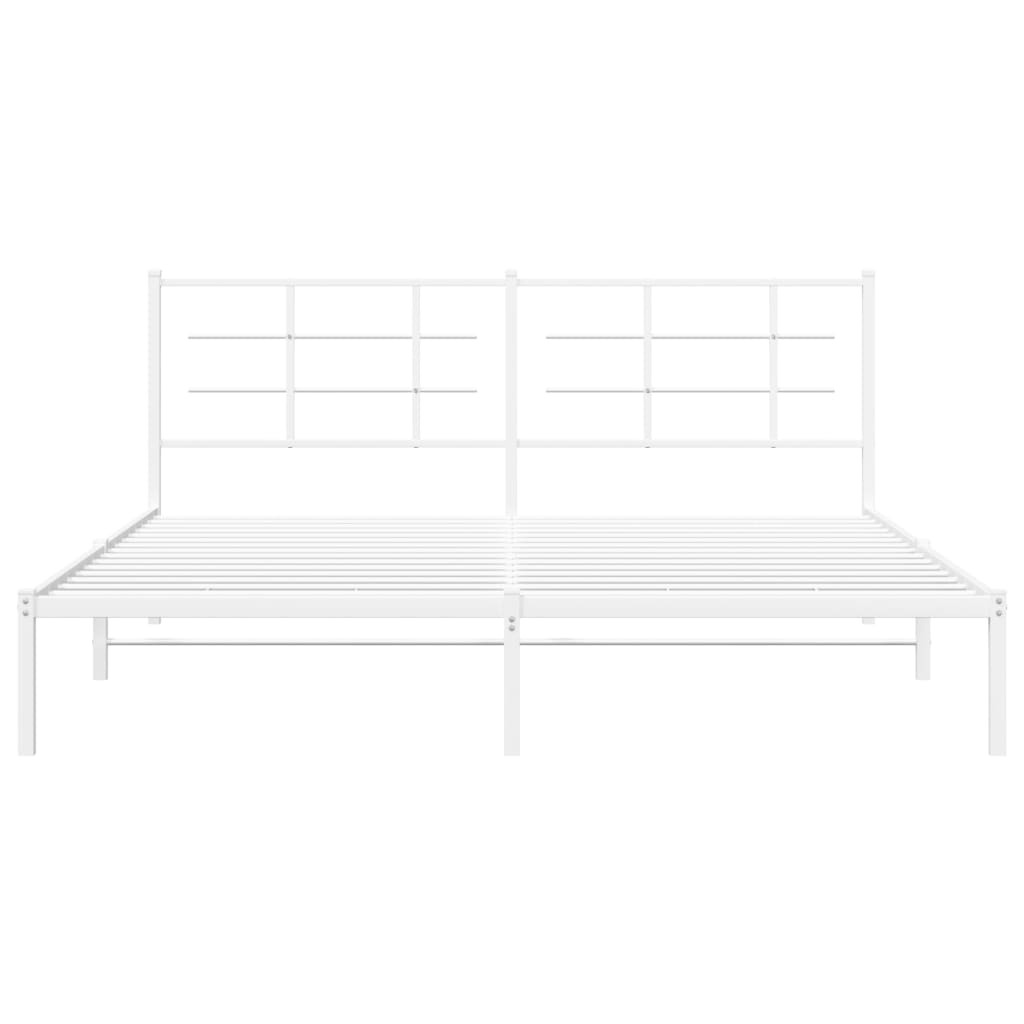 Metal Bed Frame with Headboard White 72  X 84  (183 X 213 Cm)