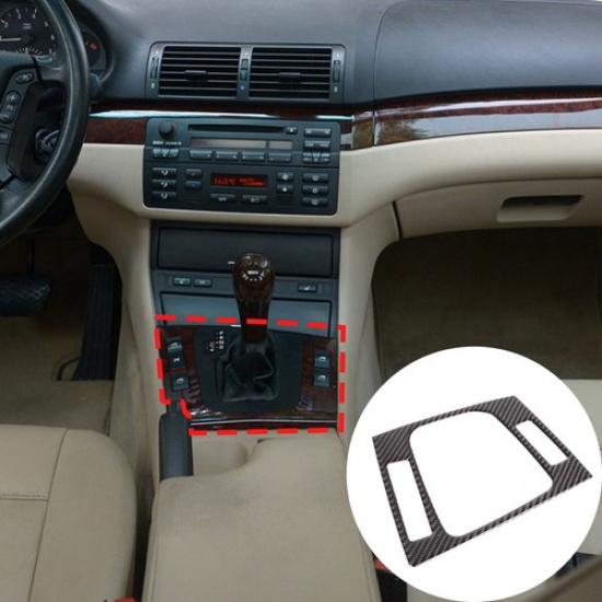Carbon Fiber Center Gear Shift Panel Cover Trim For BMW 3 Series E46 1998-2005