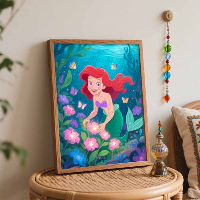 Disney The Little Mermaid Digital Oil Painting Art Kit Handmade Coloring Painting Home Decor