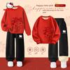 Hellokitty Children's Fleece Suit 2026 Girls' New Year Outfit Red Zodiac Year 12-Year-Old Girl Clothes
