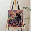 1pc Japanese Cute Cat & Floral Print Tote Bag Durable Polyester for Women's Daily Shopping, Work, Vacation