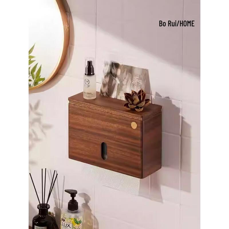 Walnut Wall-Mounted Tissue Holder