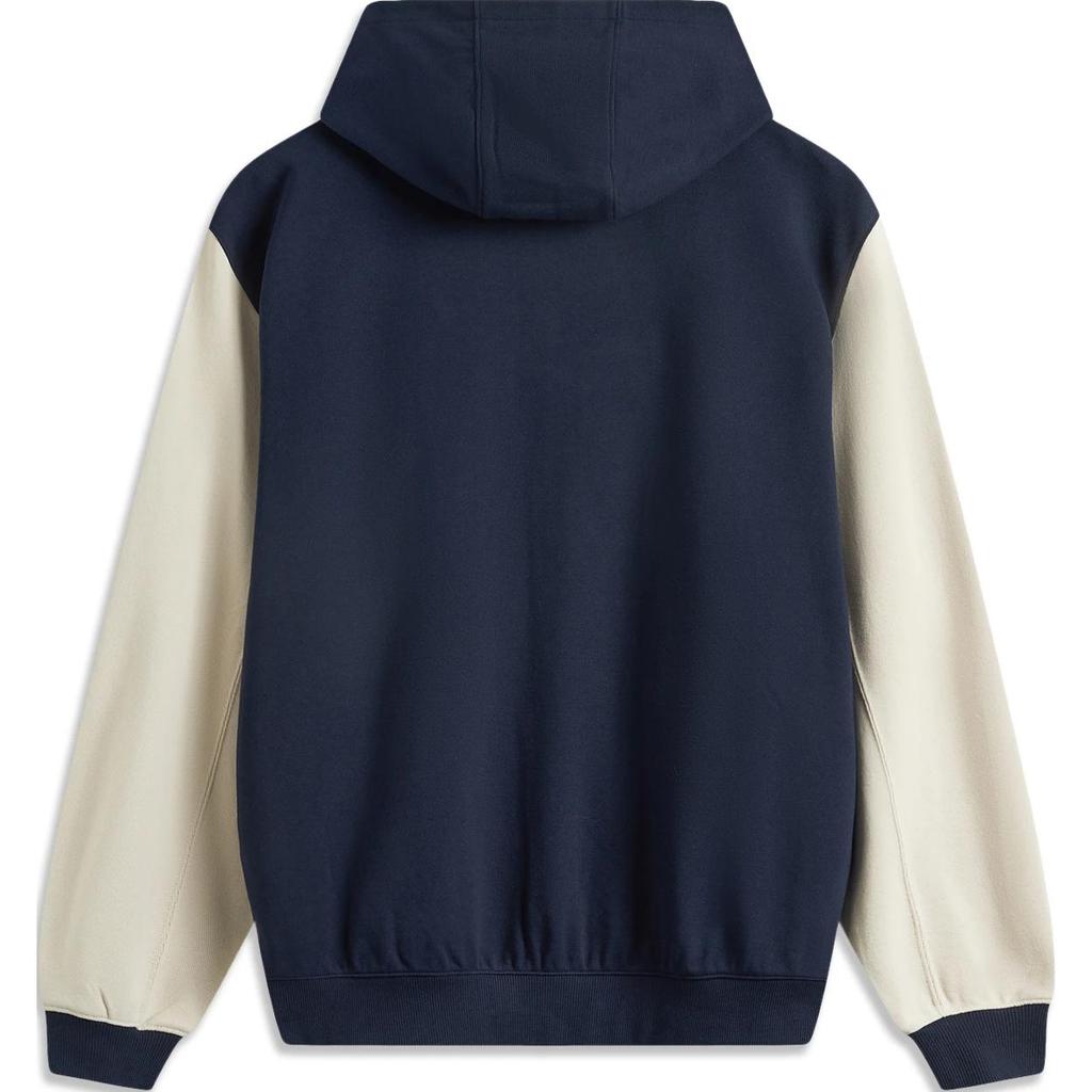 Li Ning Basketball Series Bad Five Letter Splicing Single Row Button Hooded Comfortable Breathable Loose Cardigan Sweatshirt Men Sweatshirt AWDU261-3