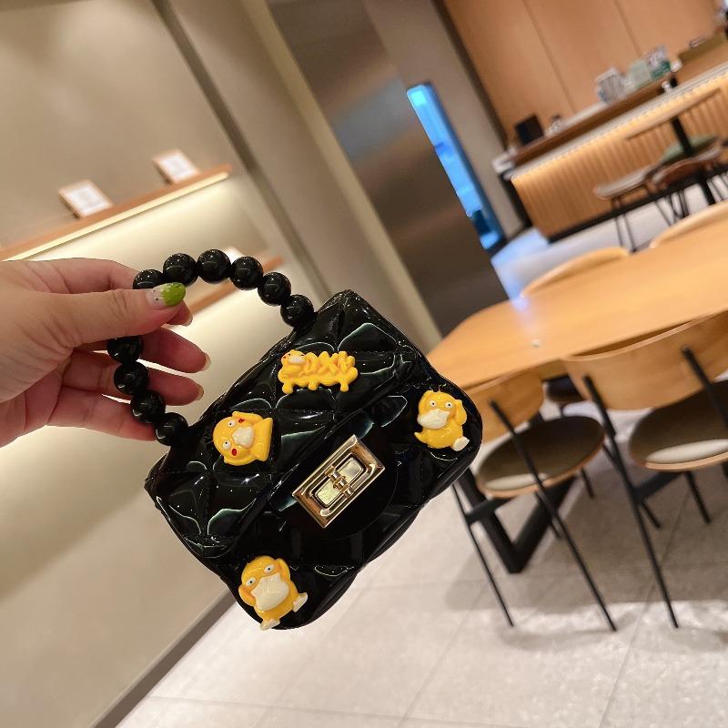 Children's cute cartoon jelly bag girls silicone change bag messenger bag little girl mini pearl handbag
