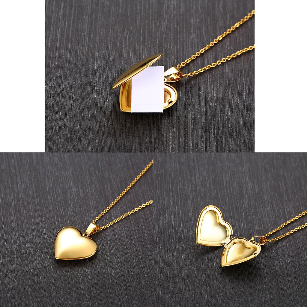 Stainless Steel Neckchain Heart Shaped Locket Pendant Necklace Unique Style Clavicle Chain Accessory for Occasions