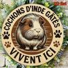 D Flat Pc French Guinea Pig Wall Plaque  Inch Round Hamster  Dwarf Hamster Decor Sign with French Text Cochons De Inde G