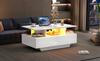 Modern High-Gloss Coffee Table with LED Lighting and 2 Drawers – Stylish 90x55x41 cm Side Table with Storage, Load Capacity up to 30 kg