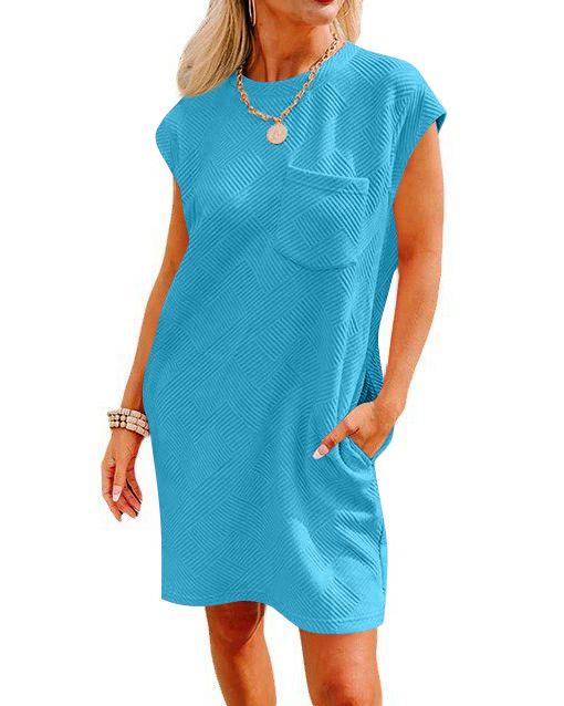 Lässiges Sportliches Rundhals-Taschen-Lockeres Kleid