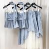 Women's Summer 2025 Floral Checkered Camisole & Irregular Midi Skirt Set