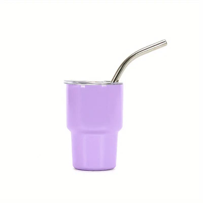 3oz Sublimation Tumble Whiskey Wine Glass Stainless Steel Vacuum Insulation Cup Car MIni Coffee Cup With Straw Party Gift