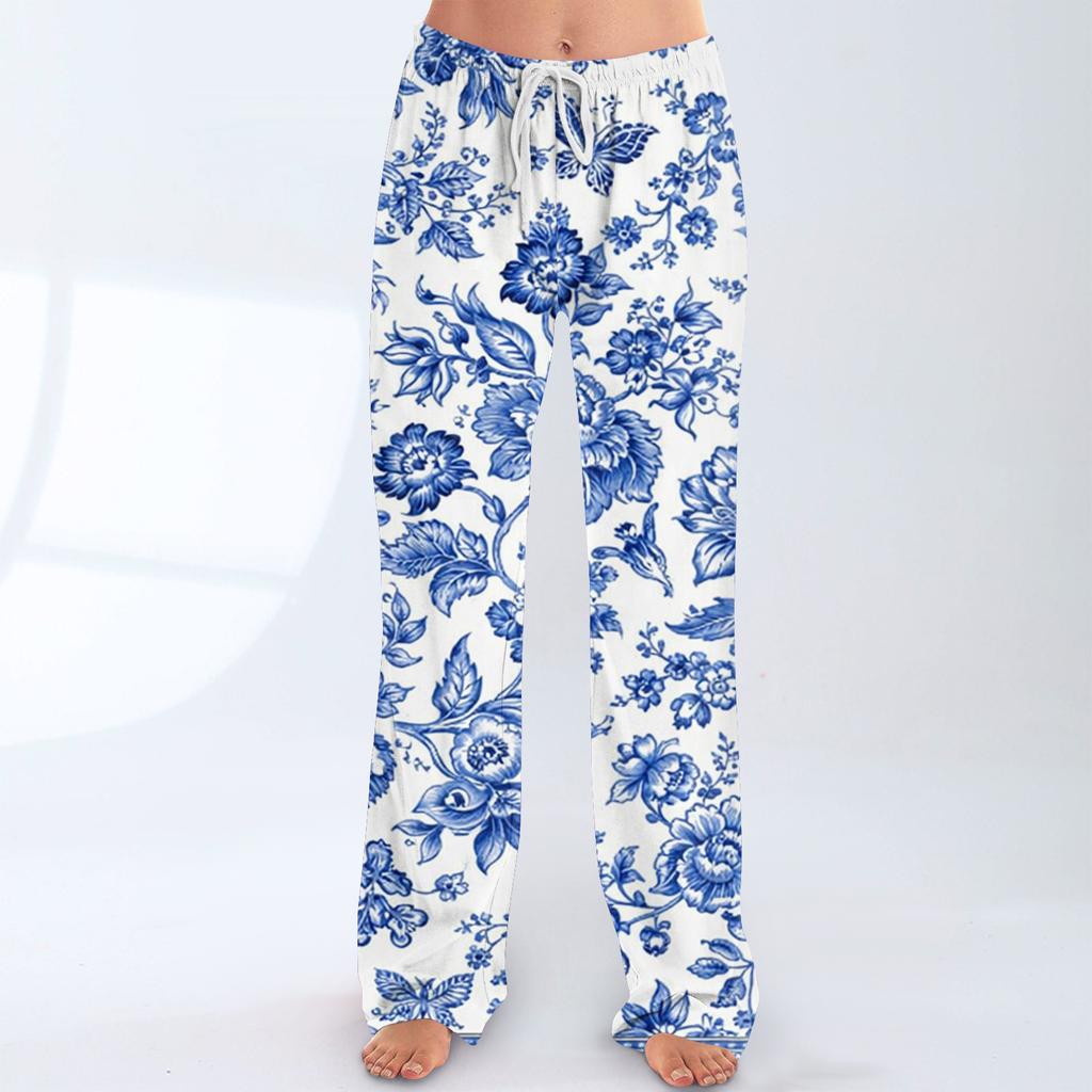 Women's Fashion Loose-Fit Drawstring Elastic Waist Casual Printed Pants