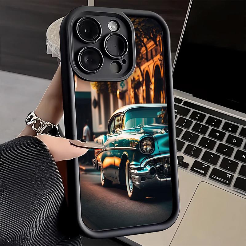 Phone Case for iPhone 17 Air 16E 15 16 Pro Max Classic Vintage Retro Car Cover 14 Plus 13 12 Mini Soft Shell Silicone Fundas