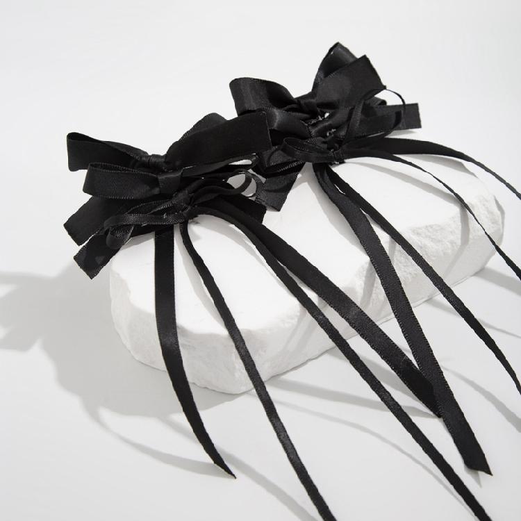 Stylish Long Ribbon Earrings Trendy Rose Knot Earrings with a Playful Long Ribbon Accent Ear Drop Accessory