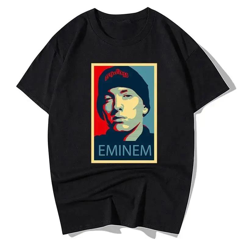 2025 Sommer Rapper Eminem Grafikbedrucktes T-Shirt Herren Retro Reine Baumwolle HipHop Mode Lässig Locker geschnittenes T-Shirt Damen