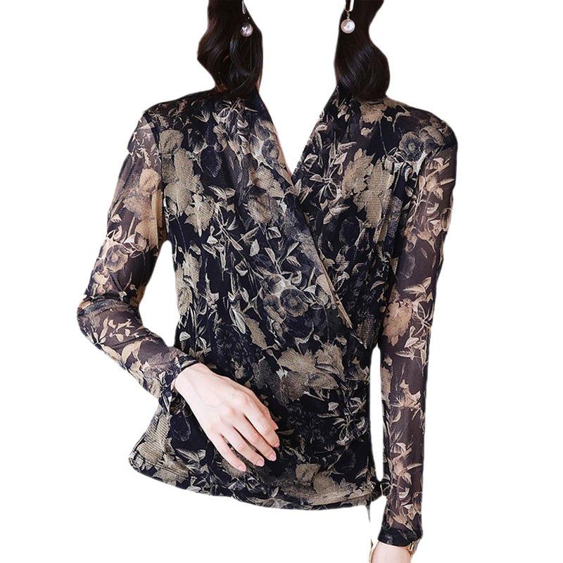 Women's High-End Mesh Top: Spring/Autumn Fashionable Short Shirt