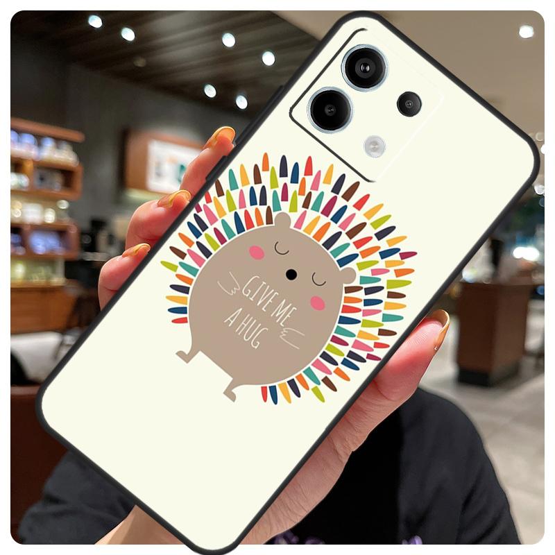 Kawaii Hedgehog Heart Cute Case For Xiaomi Redmi Note 13 12 9 10 11 14 15 Pro Plus Cover For Redmi 14C 10C 12C 13C 15 C