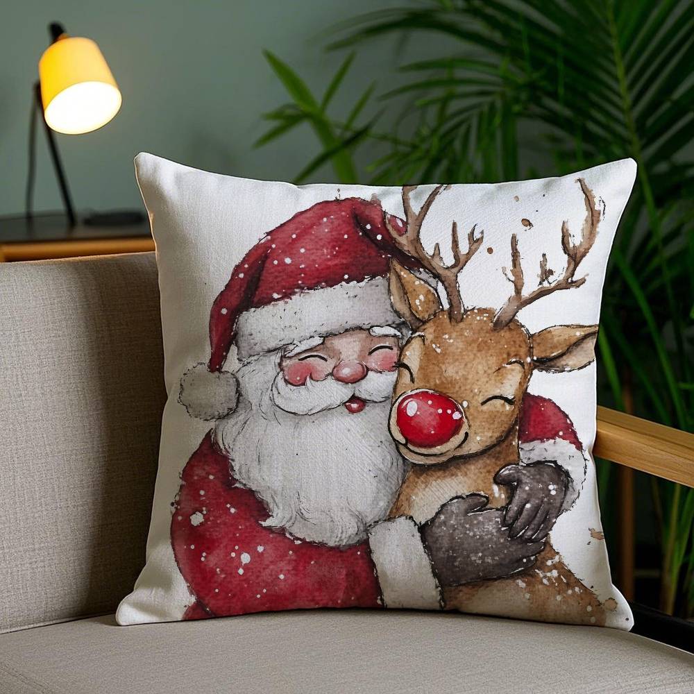 Christmas and deer Cute Pillow Case Antidustmite Invisible zipper Sofa Bed