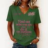Women's Fashion Casual Letter Print V-Neck Short Sleeve Pullover Top