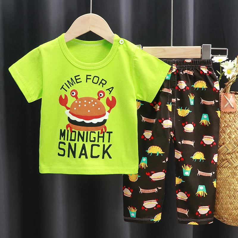 Kids' Summer Cotton Lounge Set - Short Sleeve T-shirt & Long Pants for Boys & Girls
