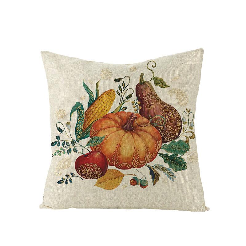 Thanksgiving Cushion Cover Pumpkin Print Harvest Polyester Cushion Cover Office Sofa Cushion Cover