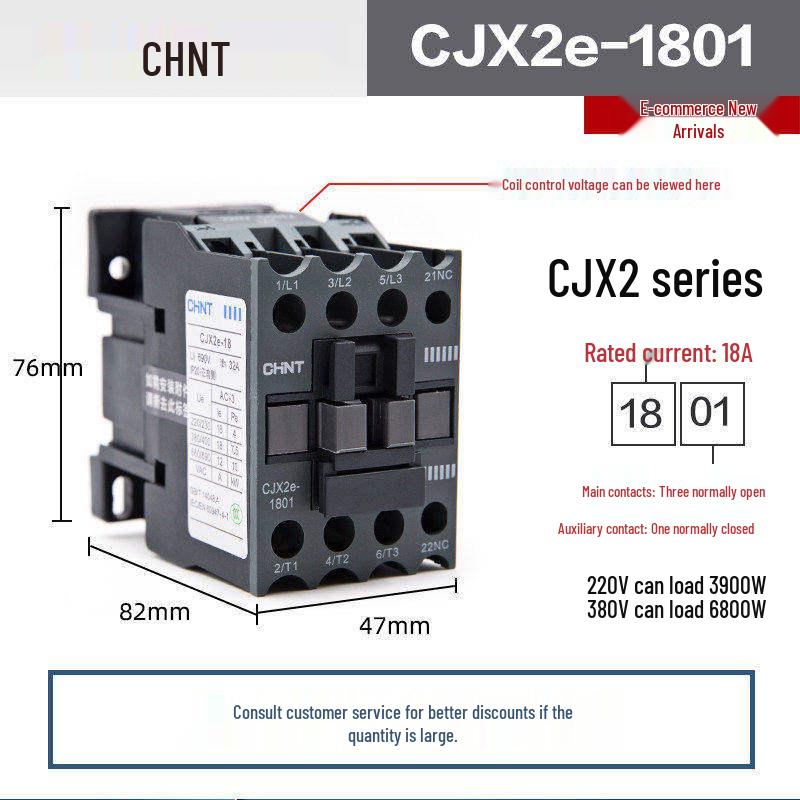 Chint CJX2 AC Contactor Series - 0910/1210/1810/2510/3210 (Voltage: 220V/380V/36V/24V)