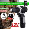 AC 100-240V 0-550r/min 0-1350r/min Cordless Drill Double Speed Adjustment LED Lighting 1/2Pcs Large Capacity Battery 35Nm 15-speed Torque Adjustment