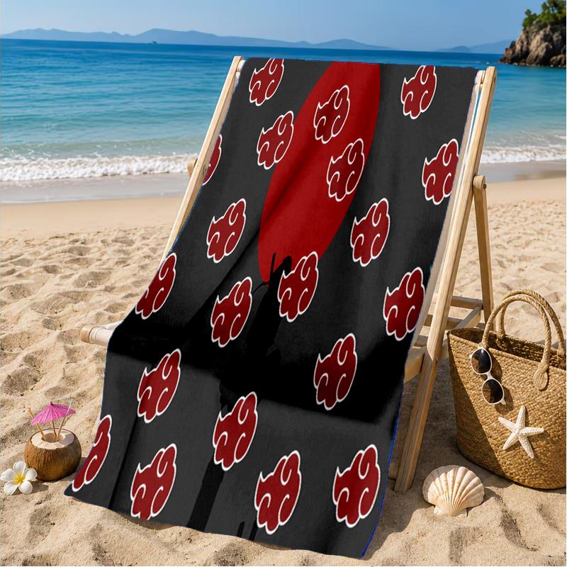 Anime Red Clouds On Black Background Beach Towel, Microfiber Beach Towel, Perfect For Pool, Beach, Travel, Home Decor Beach Party Fan Gifts