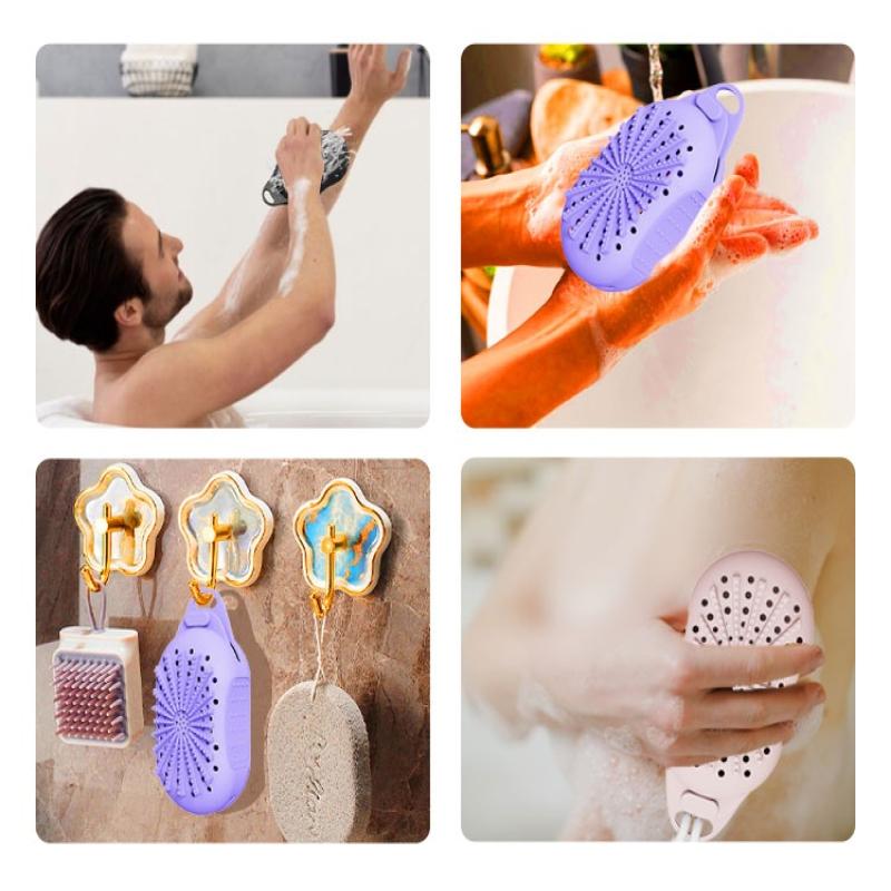 Silikon Seifensäckchen Sparsäckchen mit Kordel zum Peelen Duschschrubber Bademassage Doppelseitiges Texturdesign Badewaschen