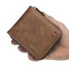 Men'S Wallet Short  New Vintage Casual Trifold Zipper Bag Youth Student Buckle Waist Chain Zero Wallet For Dad'S Birthday Gift