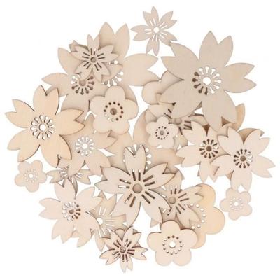 Holzblumen - Artemio - Japan - 30 Stück - Beige - 2 bis 5 cm
