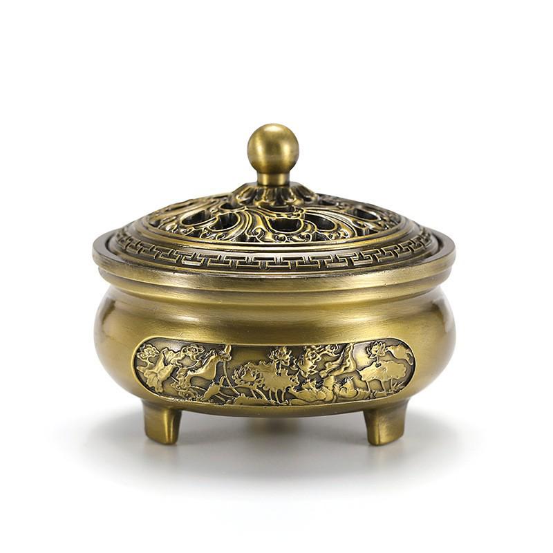 Jinlian Räuchergefäß aus Messing mit flachem Boden für den Heim- und Innenbereich