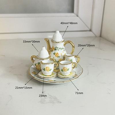 1:12 Miniature per Casa delle Bambole Mini Set da Tè in Ceramica Mobili Modello per la Casa Decorazione Giocattolo Accessori per Casa delle Bambole
