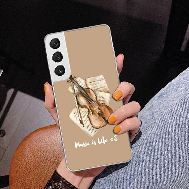 Music Violin Phnoe Case for Samsung Galaxy S26 S25 Edge S23 S24 Ultra S22 Plus S21 S20 FE Unique Cover Soft Coque Galaxy S25 S23