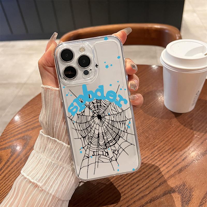

Blue Spider Web Phone Case for iPhone 17 Air 16 15 14 13 12 11 Pro Max Plus Mini Xs 8 7 Soft Transparent Cover Fundas Accessory iPhone 7 8