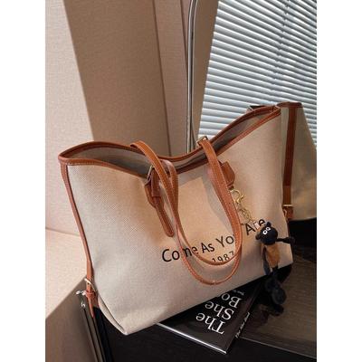 Popular Bags Women's Large Capacity 2025 New Fashion Versatile Canvas Shoulder Shopping Bag Class Commuter Tote Bag