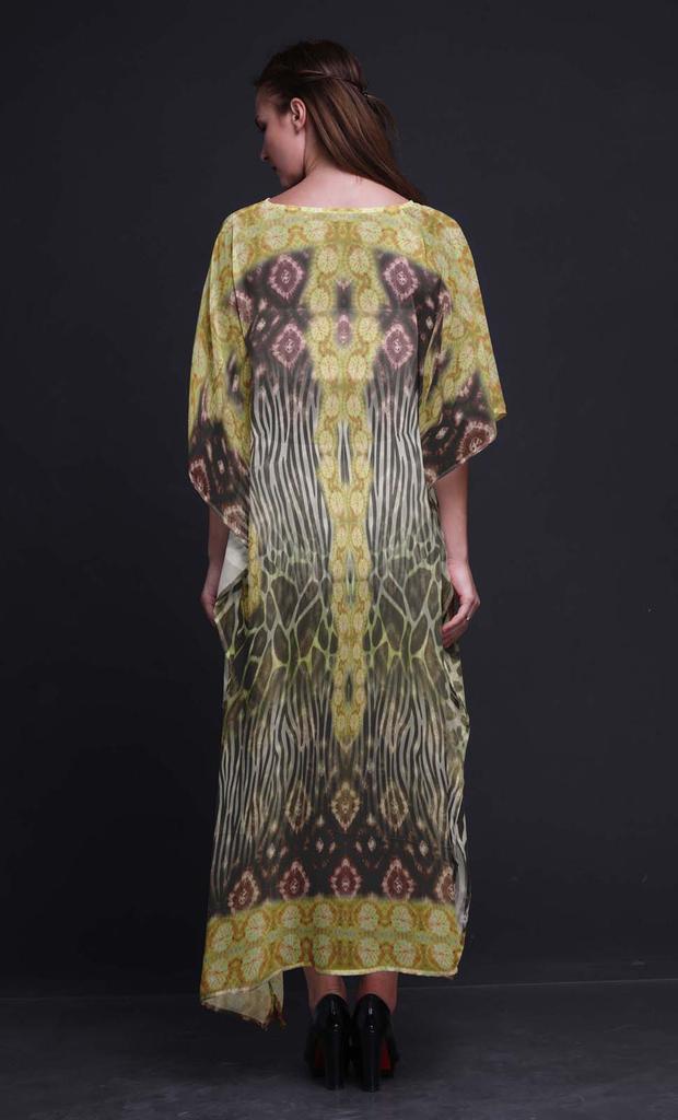 Phagun Giraffe & Zebra Animal Skin Beach Kaftan Bikini Cover up Womena    s Maxi Dress Long