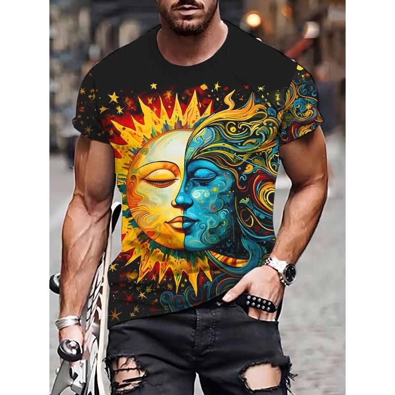 Men's 3D Jesus Graphic T Shirts Short Sleeve Casual Crew Neck Praying Hands