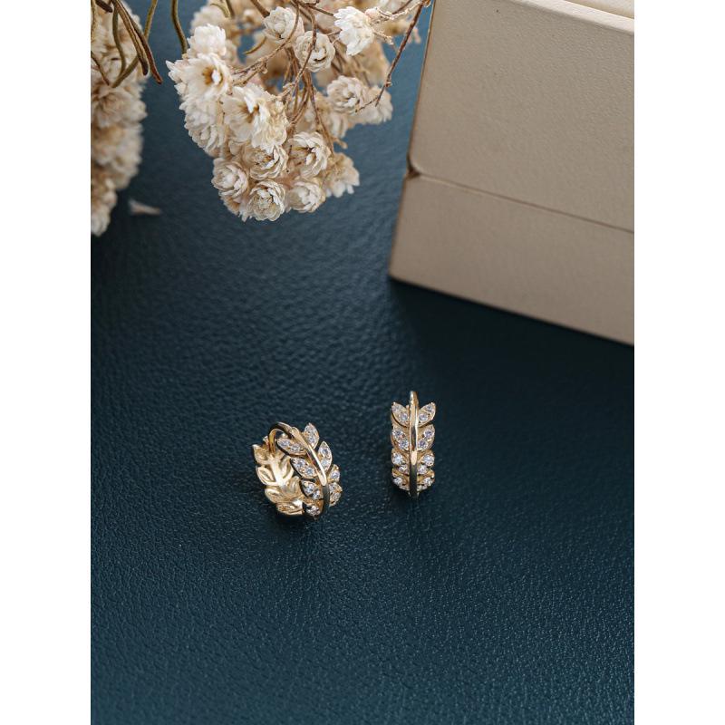 Rice Fragrance 18K Gold-Plated S925 Silver Wheat Ear Earrings - Shiny & Exquisite Women s Ear Clips 925 Sterling Silver