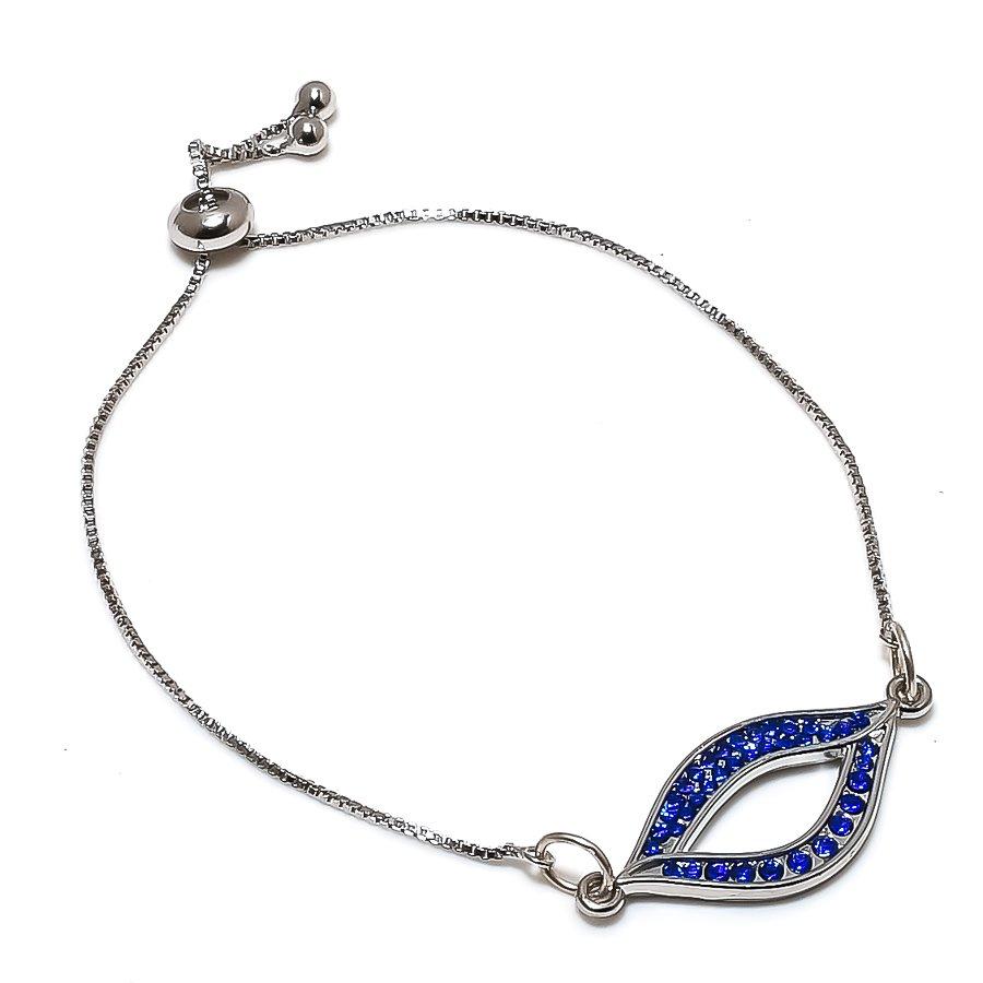 

Natural London Blue Topaz Gemstone 925 Sterling Silver Bracelet 7-8 U3D99