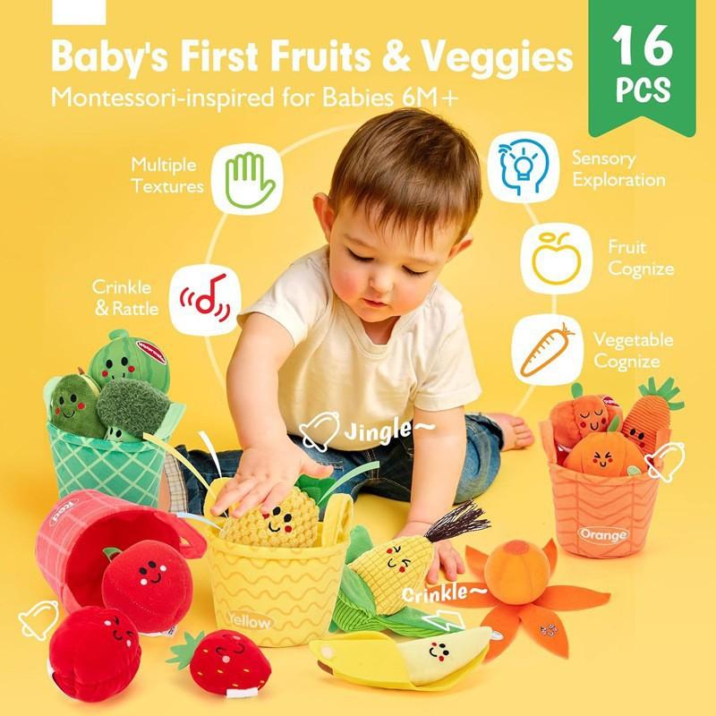 Montessori Fruit Colore Sorting Game Baby Simulation Carrot Plucking Plush Toy Vegetable Shape Matching Picking Play SensoryToy