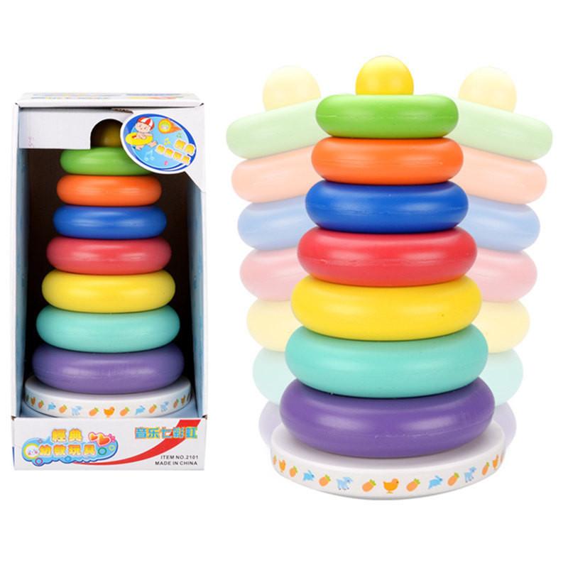 Baby Stacking Rainbow Tower Toy For Infants 6-12 Months Enhances Motor Skills
