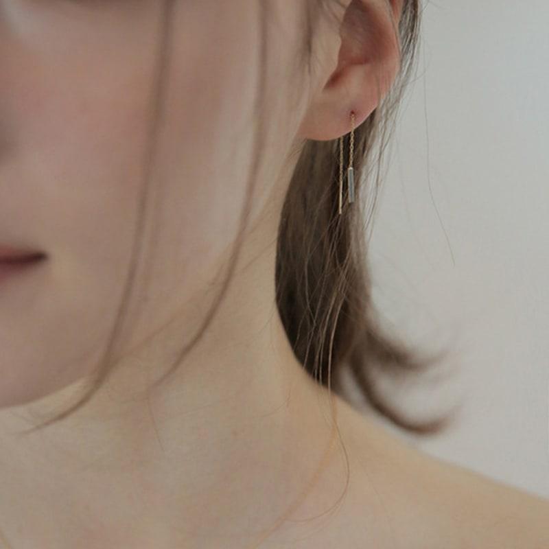 Modernlike 14k Gold Stick Chain Drop Earrings