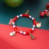 Handgefertigtes Weihnachten Rotes Kristall Perlenarmband für Damen Mädchen Weihnachtsmann Süßigkeitenstock Anhänger Armband Feiertagsparty Schmuck Geschenk