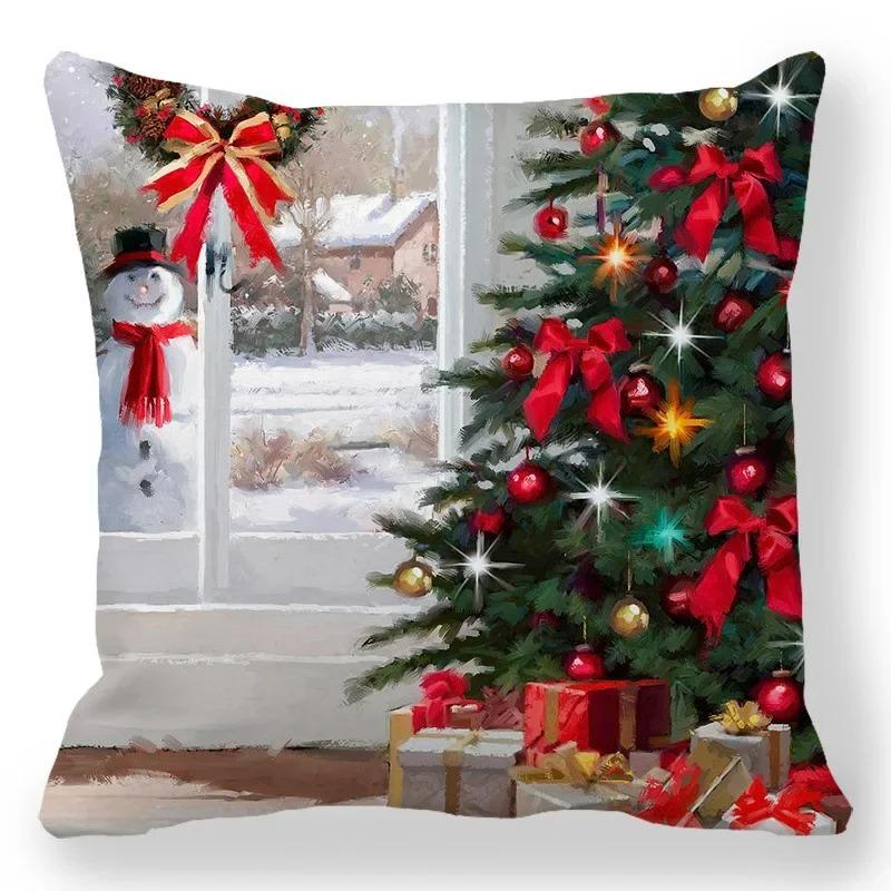 1 piece of Christmas Day party decoration pillowcase Winter Snowman animal print cushion suite room home decoration gift