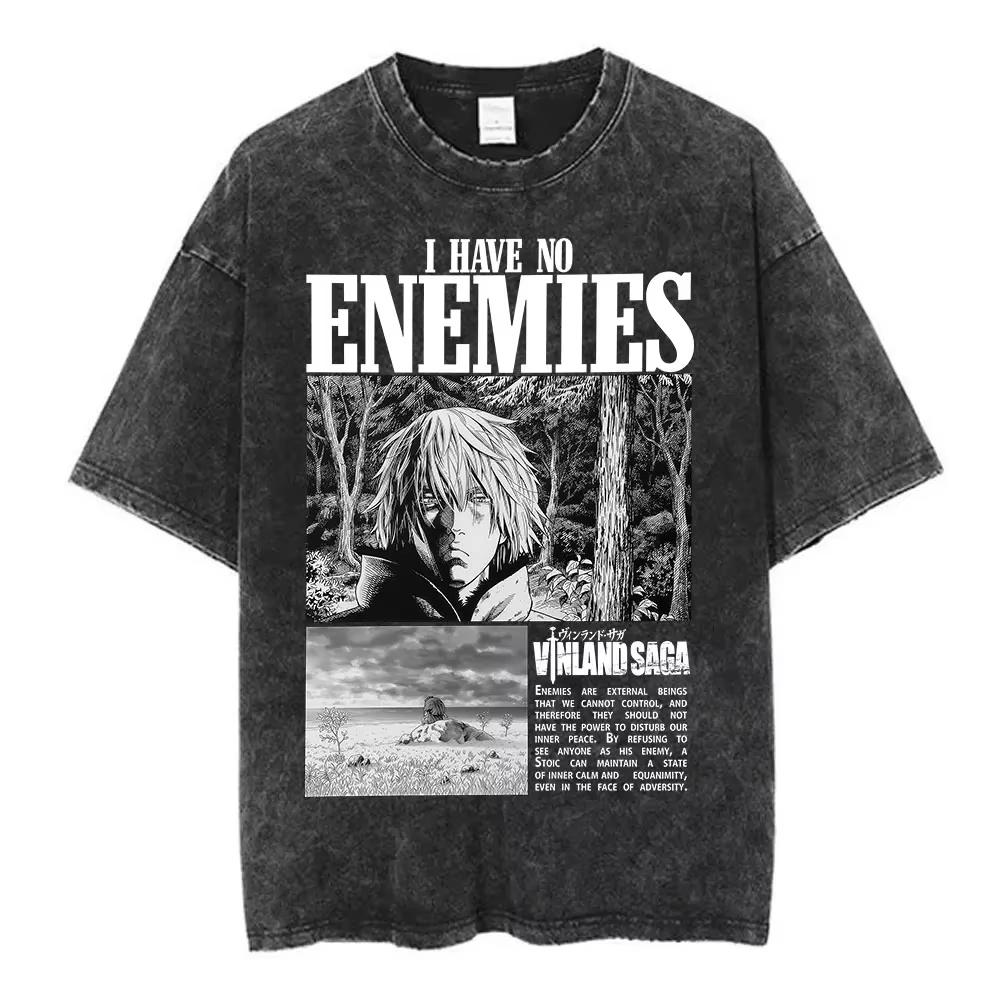 Vinland Saga Tshirt Vintage Washed Y2k Aesthetic Unisex Oversized Short Sleeve Cotton Viking Seinen Retro Streetwear Hot Sale