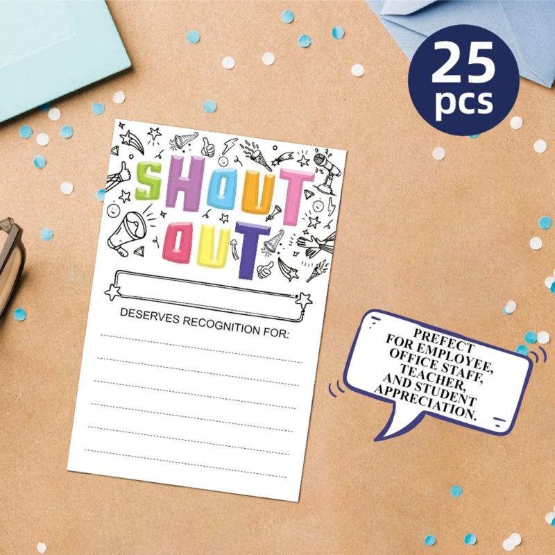 25 Sheets Shout Out Cards Student Appreciation Reward Cards For Student Teachers Employees Bulletin Board Display