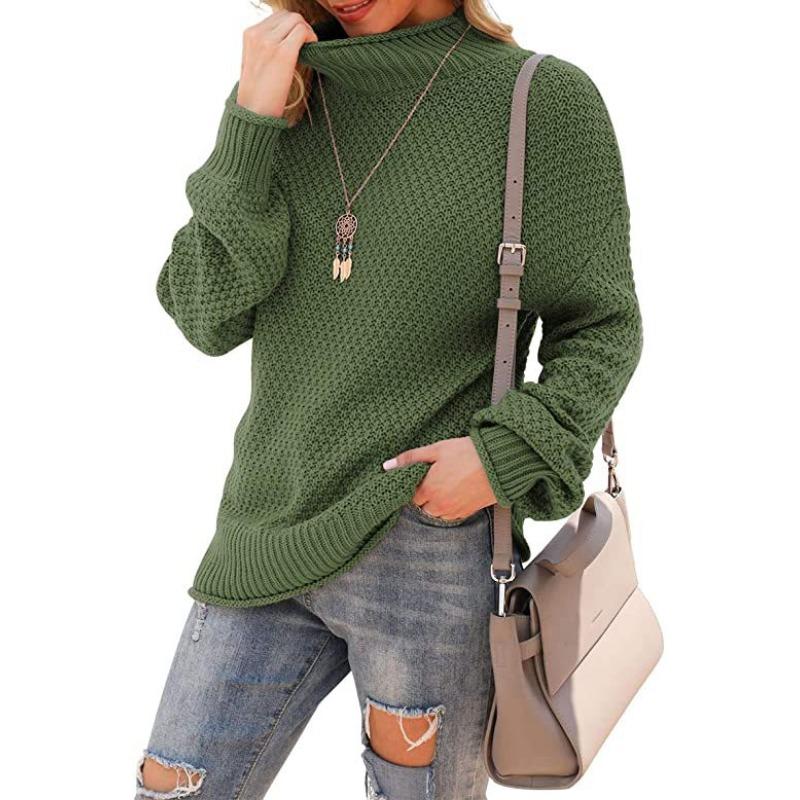 Women S Plus Size High Neck Long Sleeve Loose Knit Pullover Sweater