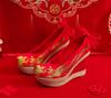 Show He Women's Spring Pearl Tassel High Heel Bridal Embroidered Shoes