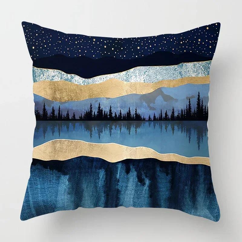 Nordic Mountain Moon Metal Painting Pillowcase Living Room Sofa Decoration Cushion Cover Home Decoration Cushion Cover